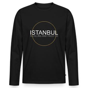 Istanbul - Men's Premium Organic Long Sleeve Shirt - black - Front - Nico (187cm)