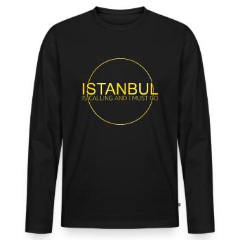 Istanbul - Men's Premium Organic Long Sleeve Shirt - black - Front - Nico (187cm)