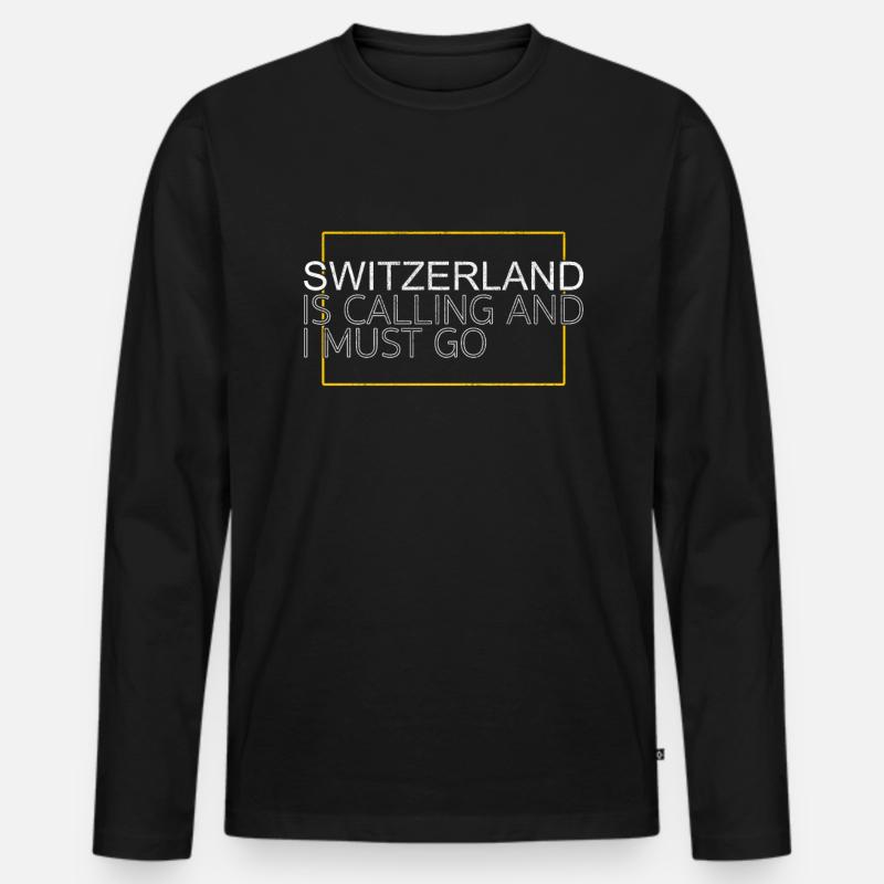 Schweiz Spruch - Männer Premium Bio Langarmshirt - Schwarz