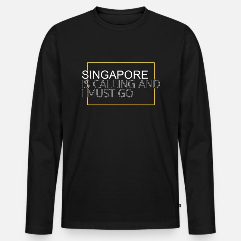 Singapur Spruch - Männer Premium Bio Langarmshirt - Schwarz
