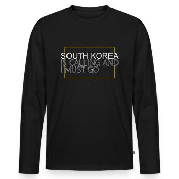 Corée du Sud - T-shirt manches longues Premium bio Homme - noir - Devant - Nico (187cm)