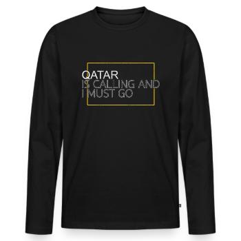 Qatar Saying - Men's Premium Organic Long Sleeve Shirt - black - Front - Nico (187cm)
