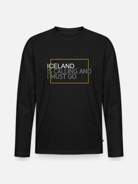 Island Spruch - Männer Premium Bio Langarmshirt - Schwarz