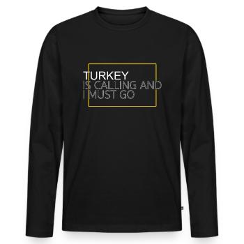 Décision Turquie - T-shirt manches longues Premium bio Homme - noir - Devant - Nico (187cm)