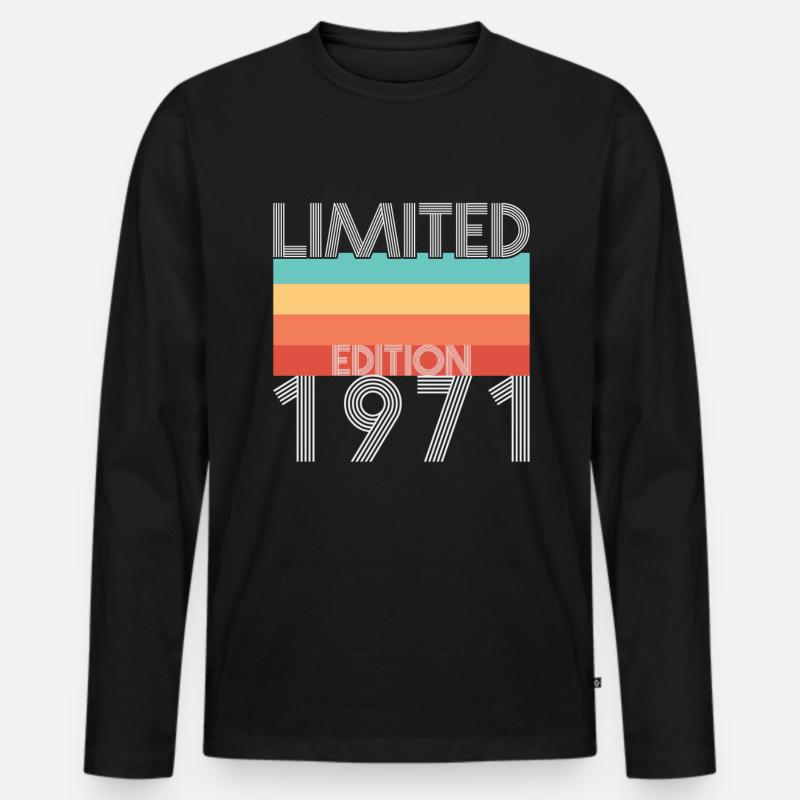 Limited Edition Retro 1971 - Männer Premium Bio Langarmshirt - Schwarz