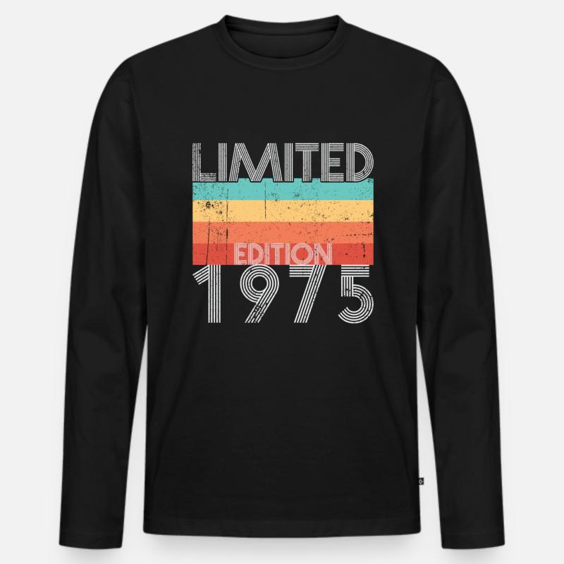 Limited Edition Retro 1975 - Männer Premium Bio Langarmshirt - Schwarz