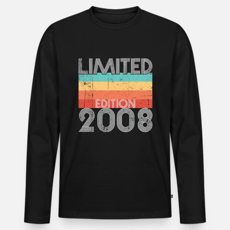Limited Edition Retro 2008 - Männer Premium Bio Langarmshirt - Schwarz