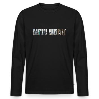 New York - Men's Premium Organic Long Sleeve Shirt - black - Front - Nico (187cm)