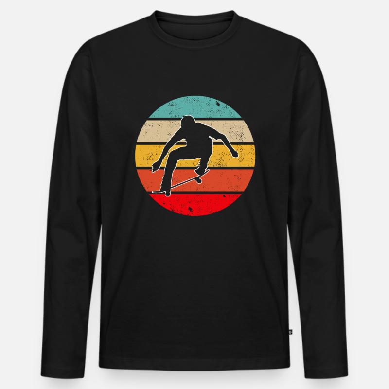 Skaten Retro - Männer Premium Bio Langarmshirt - Schwarz
