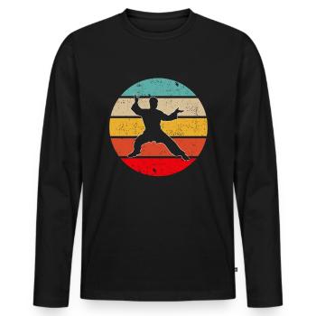 Arts Martiaux Rétro - T-shirt manches longues Premium bio Homme - noir - Devant - Nico (187cm)