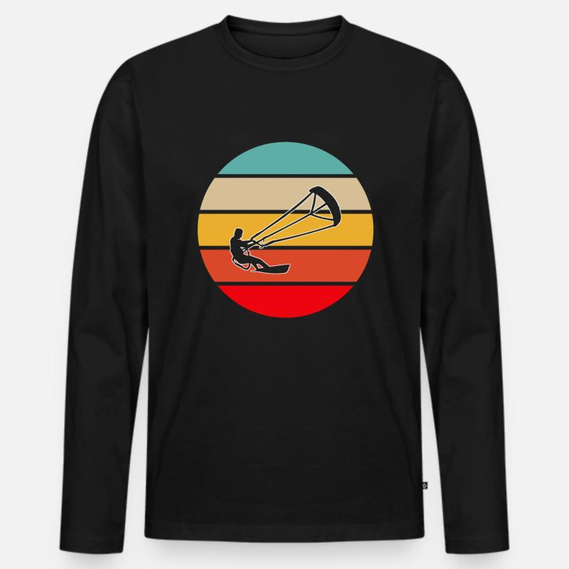 Kite surfen Retro - Männer Premium Bio Langarmshirt - Schwarz