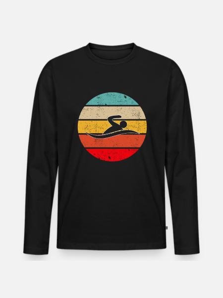Natation Rétro - T-shirt manches longues Premium bio Homme - noir