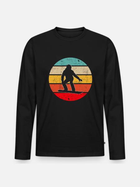 Snowboarding Retro - Männer Premium Bio Langarmshirt - Schwarz