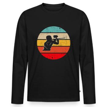 Paintball Rétro - T-shirt manches longues Premium bio Homme - noir - Devant - Nico (187cm)