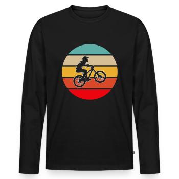 Logo rétro VTT - T-shirt manches longues Premium bio Homme - noir - Devant - Nico (187cm)