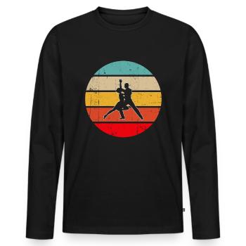 Dancing Retro - Men's Premium Organic Long Sleeve Shirt - black - Front - Nico (187cm)