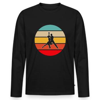 Dancing Retro - Men's Premium Organic Long Sleeve Shirt - black - Front - Nico (187cm)