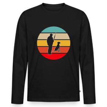 Chasse rétro - T-shirt manches longues Premium bio Homme - noir - Devant - Nico (187cm)