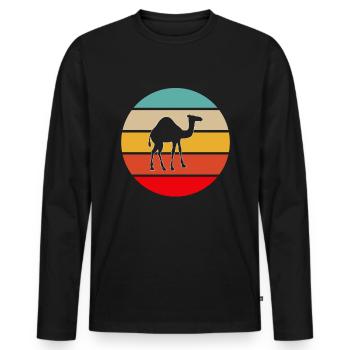 Dromedar Retro - Männer Premium Bio Langarmshirt - Schwarz - Vorne - Nico (187cm)