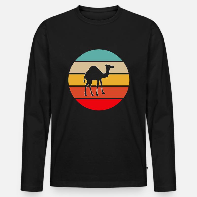 Dromedar Retro - Männer Premium Bio Langarmshirt - Schwarz