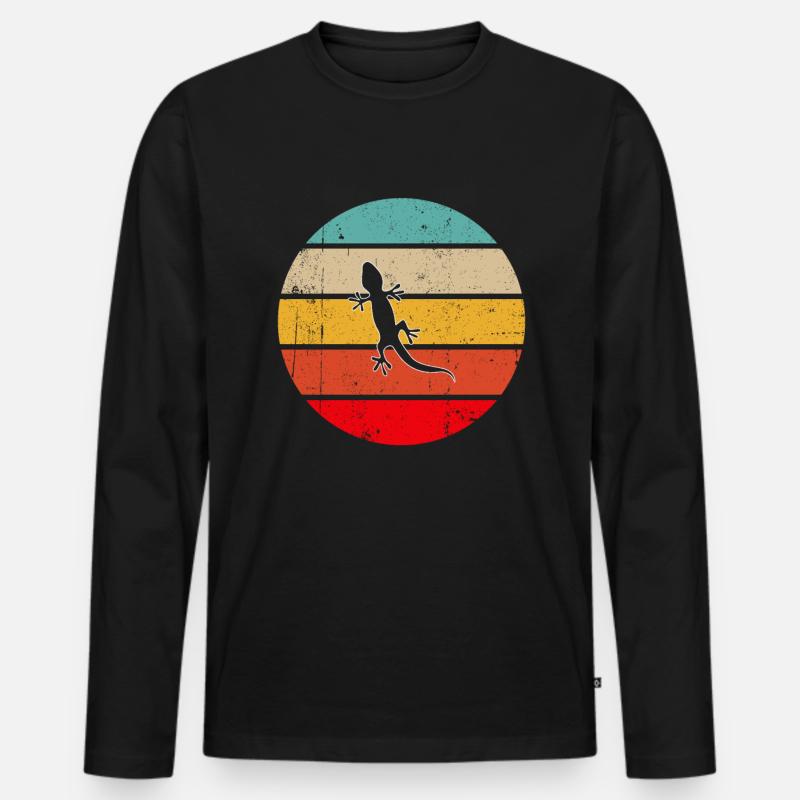 Eidechse Retro - Männer Premium Bio Langarmshirt - Schwarz