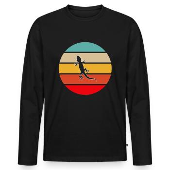 Lézard Rétro - T-shirt manches longues Premium bio Homme - noir - Devant - Nico (187cm)