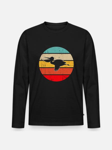 Pelikan Retro - Men's Premium Organic Long Sleeve Shirt - black