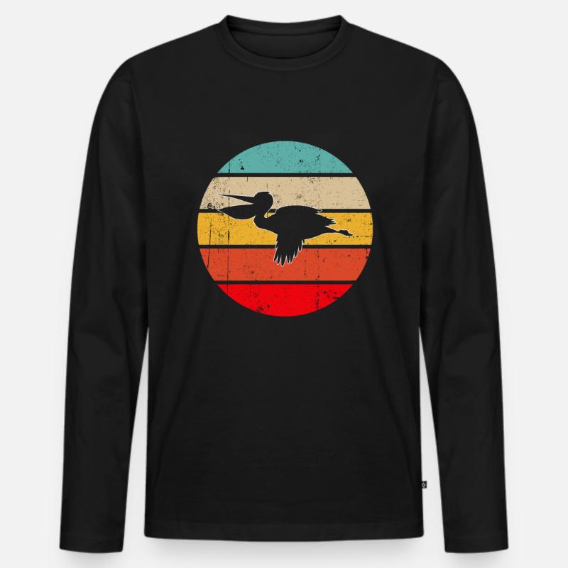 Pelikan Retro - Männer Premium Bio Langarmshirt - Schwarz