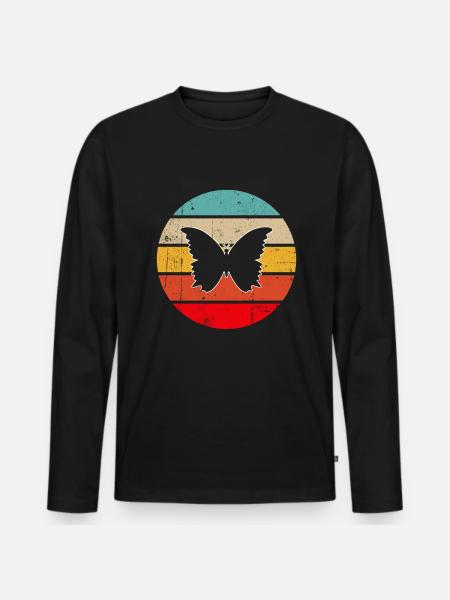 Papillon Rétro - T-shirt manches longues Premium bio Homme - noir