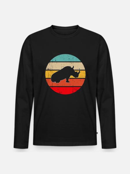 Nashorn Retro - Männer Premium Bio Langarmshirt - Schwarz