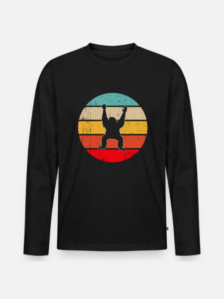 Orangutan Retro - Men's Premium Organic Long Sleeve Shirt - black