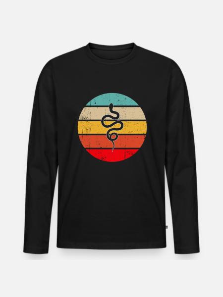 Schlange Retro - Männer Premium Bio Langarmshirt - Schwarz