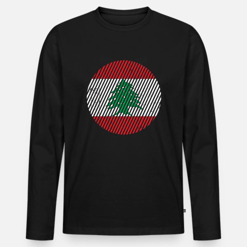 libanon flagge - Männer Premium Bio Langarmshirt - Schwarz