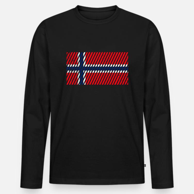 Norwegen Flagge - Männer Premium Bio Langarmshirt - Schwarz