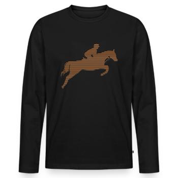 Équitation - T-shirt manches longues Premium bio Homme - noir - Devant - Nico (187cm)