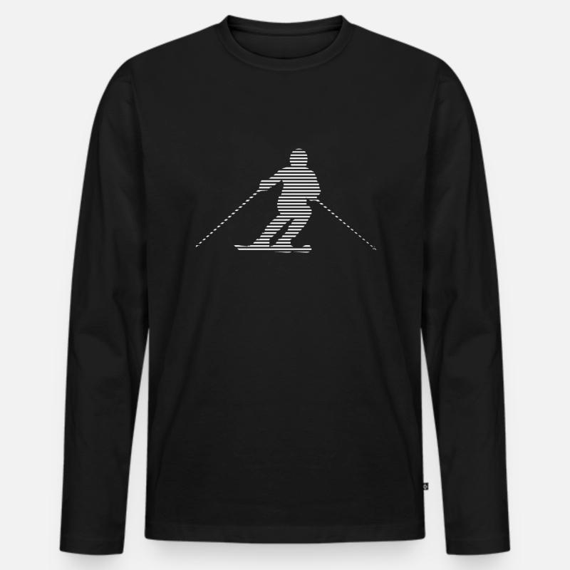 Ski - Männer Premium Bio Langarmshirt - Schwarz