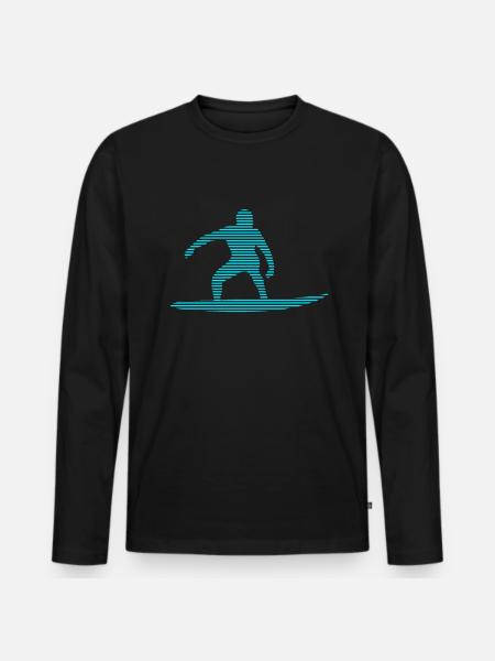 Surfen - Männer Premium Bio Langarmshirt - Schwarz