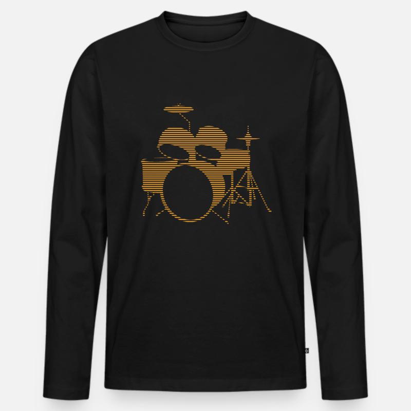 Schlagzeug - Männer Premium Bio Langarmshirt - Schwarz