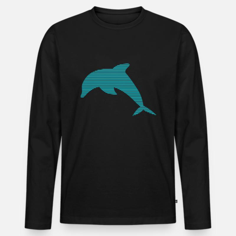 Delfin - Männer Premium Bio Langarmshirt - Schwarz
