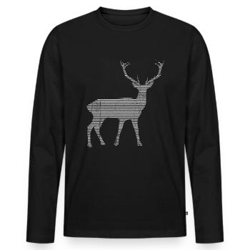 Hirsch - Männer Premium Bio Langarmshirt - Schwarz - Vorne - Nico (187cm)