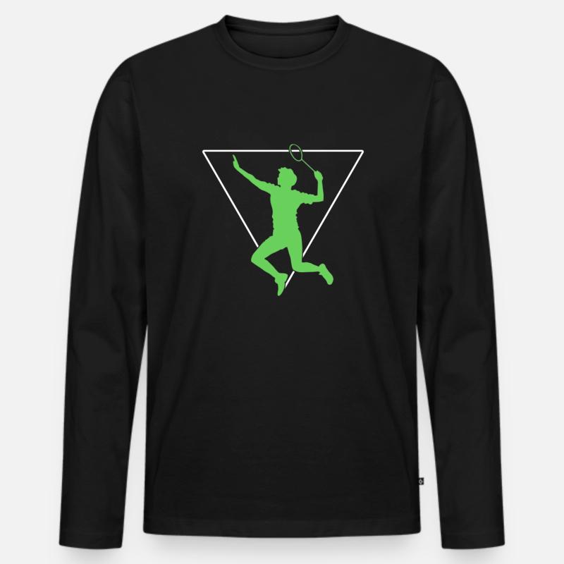 Badminton - Männer Premium Bio Langarmshirt - Schwarz