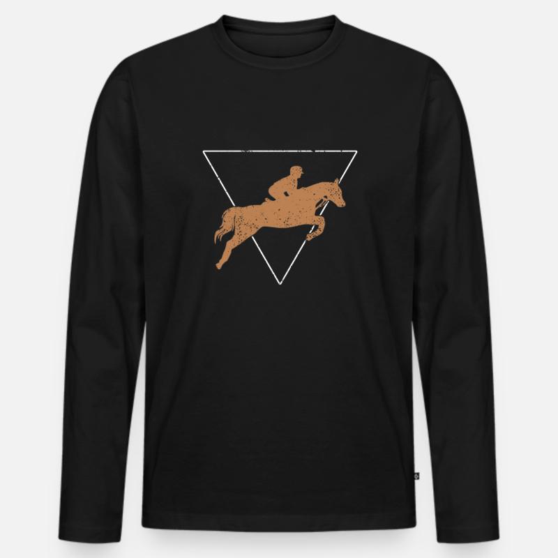Reitsport - Männer Premium Bio Langarmshirt - Schwarz