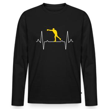 Battement de cœur de boxe - T-shirt manches longues Premium bio Homme - noir - Devant - Nico (187cm)