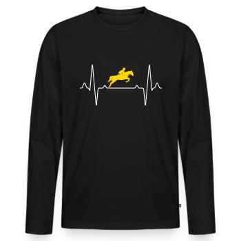 Reitsport Herzschlag - Männer Premium Bio Langarmshirt - Schwarz - Vorne - Nico (187cm)