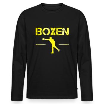 Boxe - T-shirt manches longues Premium bio Homme - noir - Devant - Nico (187cm)
