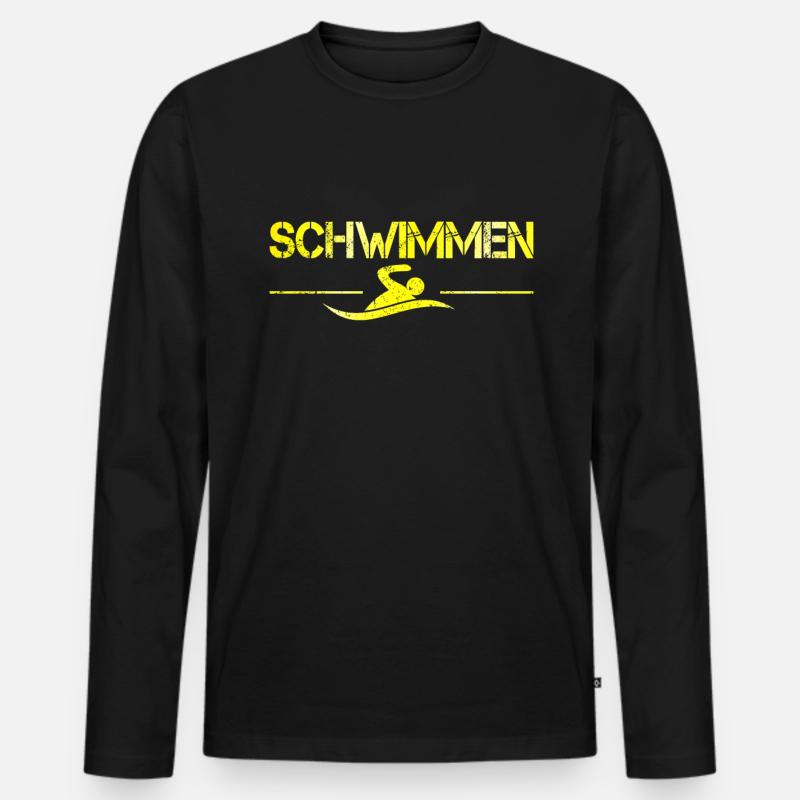 Schwimmen - Männer Premium Bio Langarmshirt - Schwarz