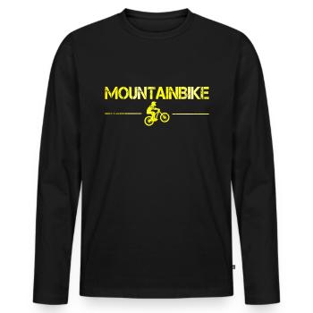 Mountainbike - Männer Premium Bio Langarmshirt - Schwarz - Vorne - Nico (187cm)