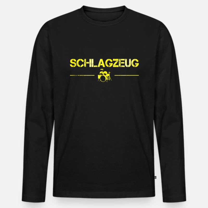 Schlagzeug - Männer Premium Bio Langarmshirt - Schwarz