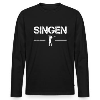 singen - Männer Premium Bio Langarmshirt - Schwarz - Vorne - Nico (187cm)