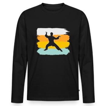 Arts Martiaux Rétro - T-shirt manches longues Premium bio Homme - noir - Devant - Nico (187cm)